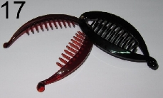 17 Black / Brown fish-shape plastics ponytail clip (around 4cm x 10cm)