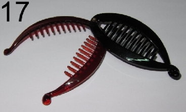 17 Black / Brown fish-shape plastics ponytail clip (around 4cm x 10cm)