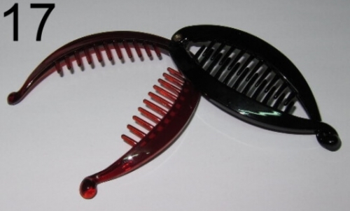 17 Black / Brown fish-shape plastics ponytail clip (around 4cm x 10cm)
